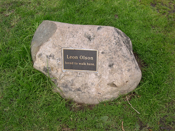 Leon Olson Memorial near the intersection of Lakeside Dr. and Jackson St.